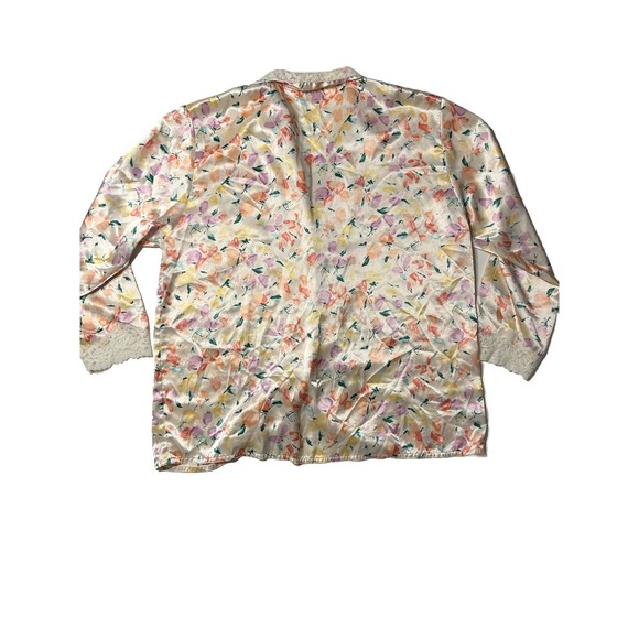 Victoria’s Secret Vintage Gold Label Satin Pajama Top Sleep Shirt Sz L Lace Trim - Picture 5 of 8